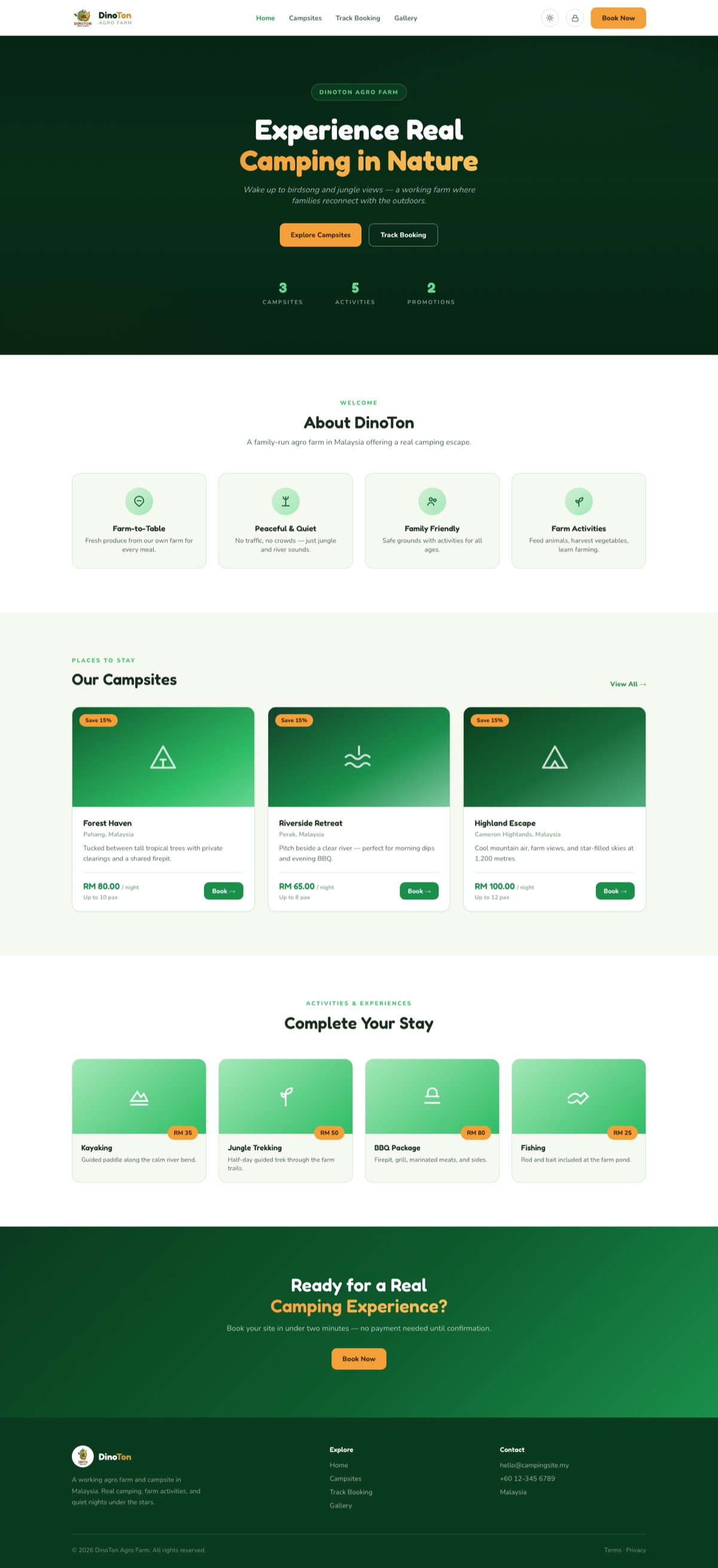 DinoTon Agro Farm campsite home page